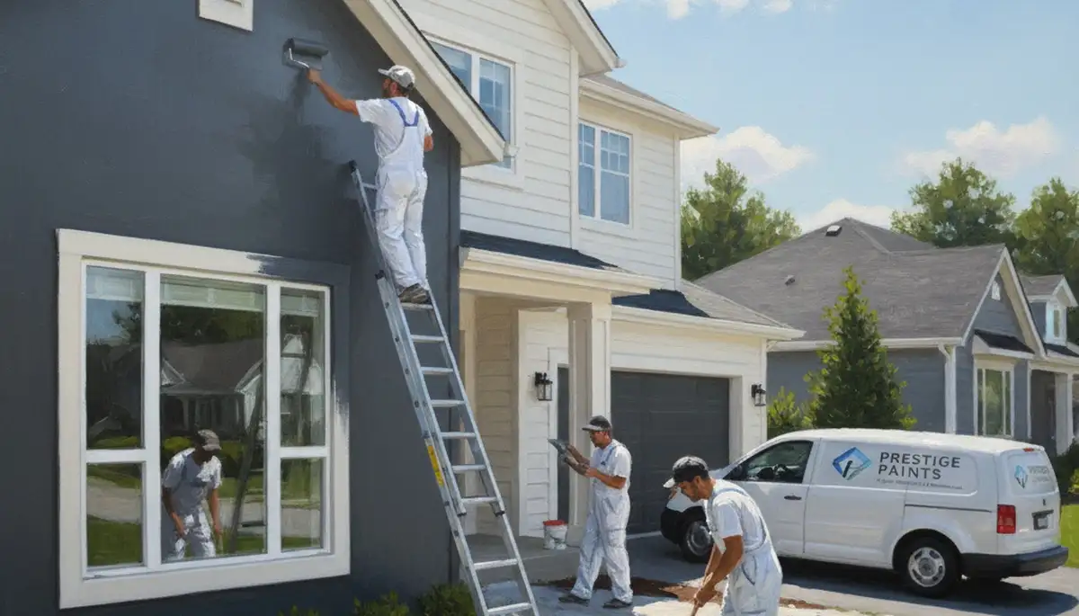 Grand Rapids, MI house painters applying durable exterior finish on a home