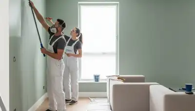 Grand Rapids interior house painting by professional painters in a residential home before finish work